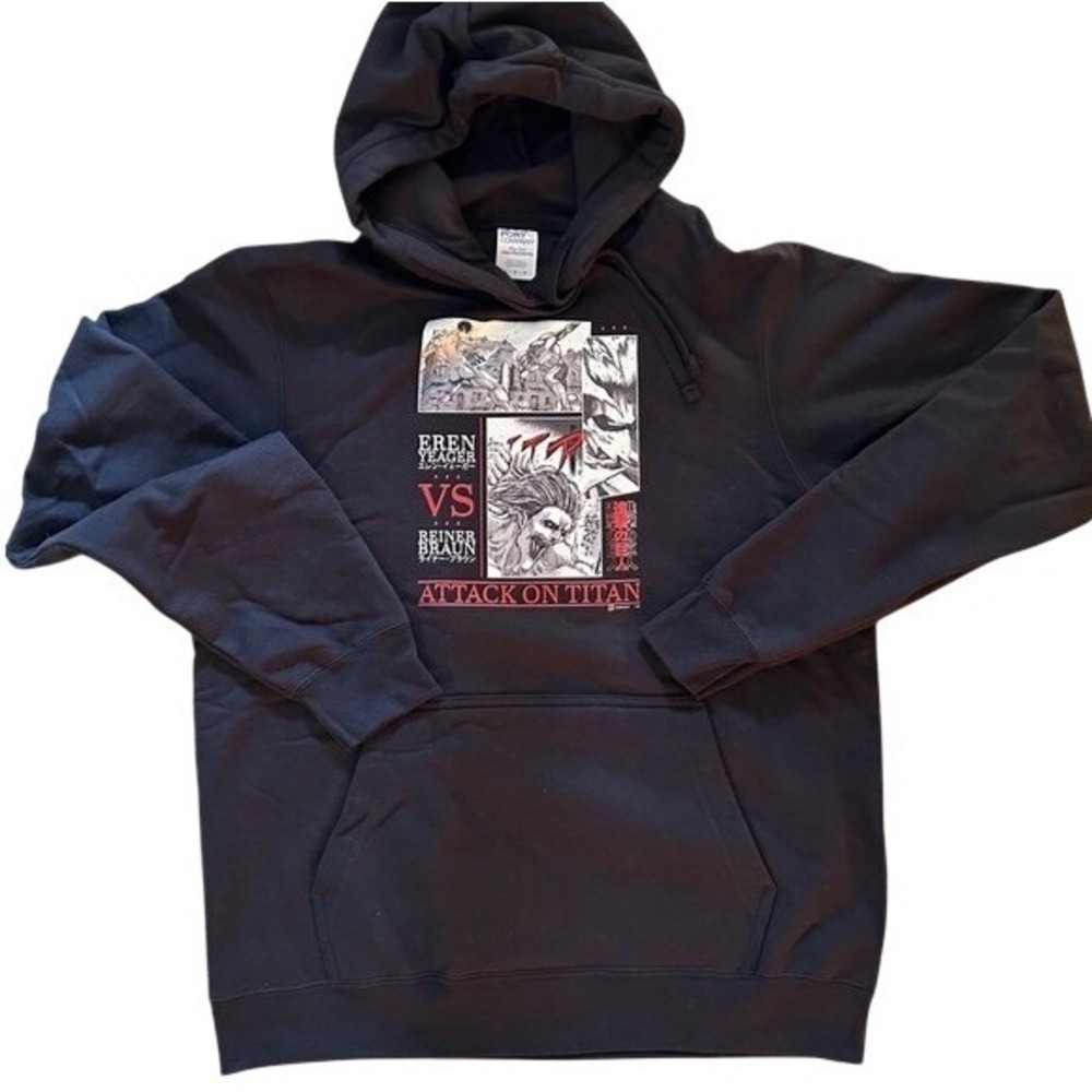 Attack on Titan Eren Yeager vs Reiner‎ Braun Black Hoodie Sweatshirt Unisex M